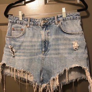 TopShop mom moto Jean shorts